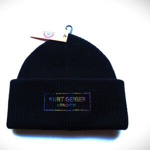 KURT GEIGER LONDON  Crystal Logo Beanie in Black One Size